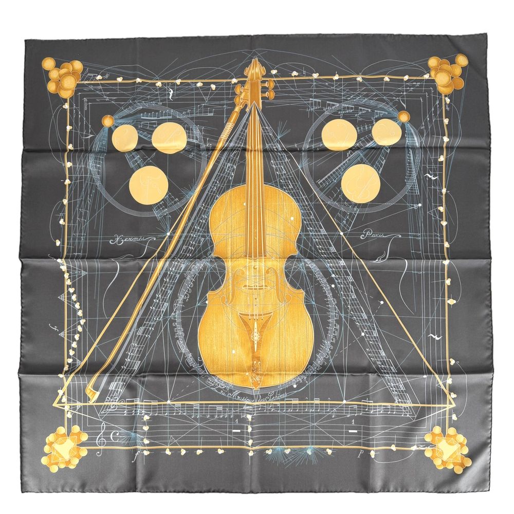 Hermes Scarf Carre 90 Music Played by Spheres Items la Musique Des Silk Dark