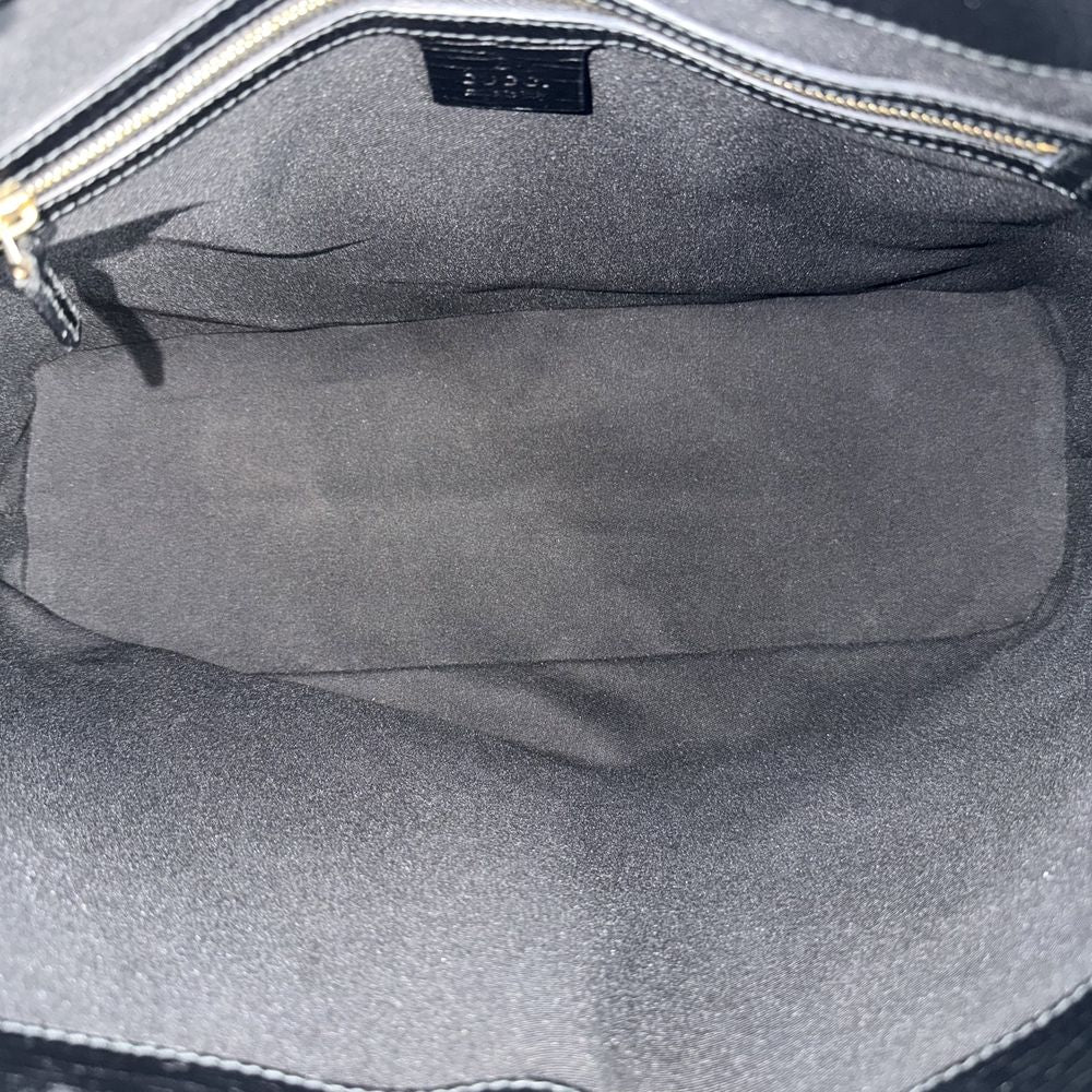 Gucci Tote Bag Horsebit Shoulder Crossbody GG Canvas Leather Black Navy Gold — view 4