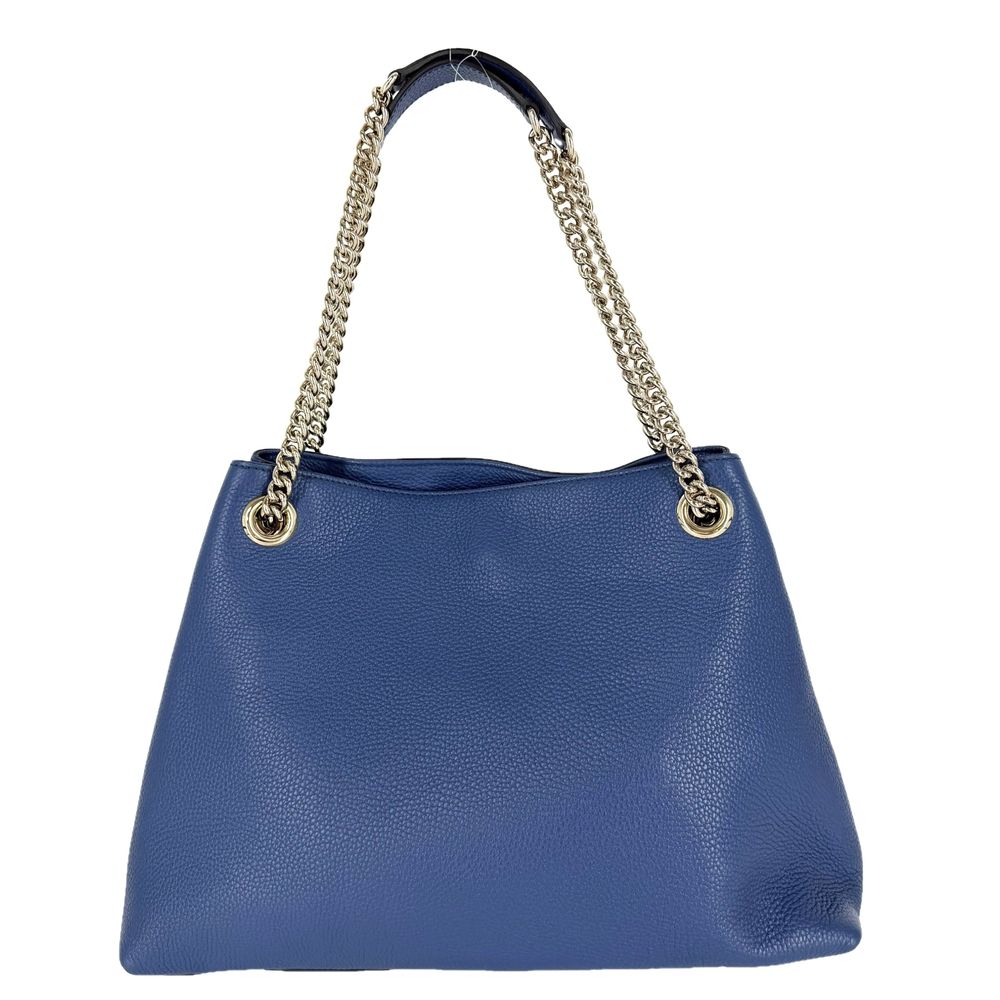 Gucci Tote Bag Soho Interlocking G Shoulder Leather Blue Gold — view 2