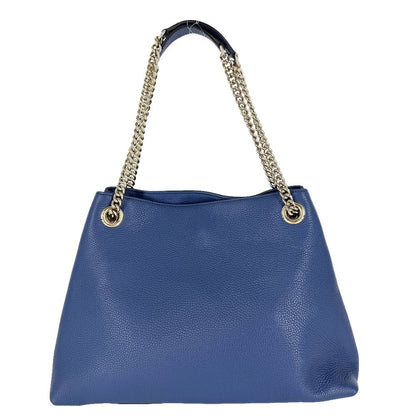 Gucci Tote Bag Soho Interlocking G Shoulder Leather Blue Gold — view 2
