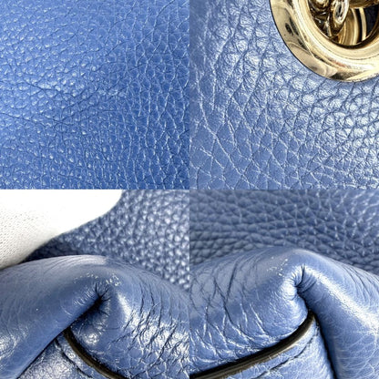 Gucci Tote Bag Soho Interlocking G Shoulder Leather Blue Gold — view 6