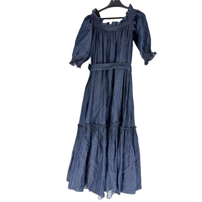 Dior Dress Off Shoulder Ruffles Denim Indigo Cotton Spring Summer Autumn 40 — view 2