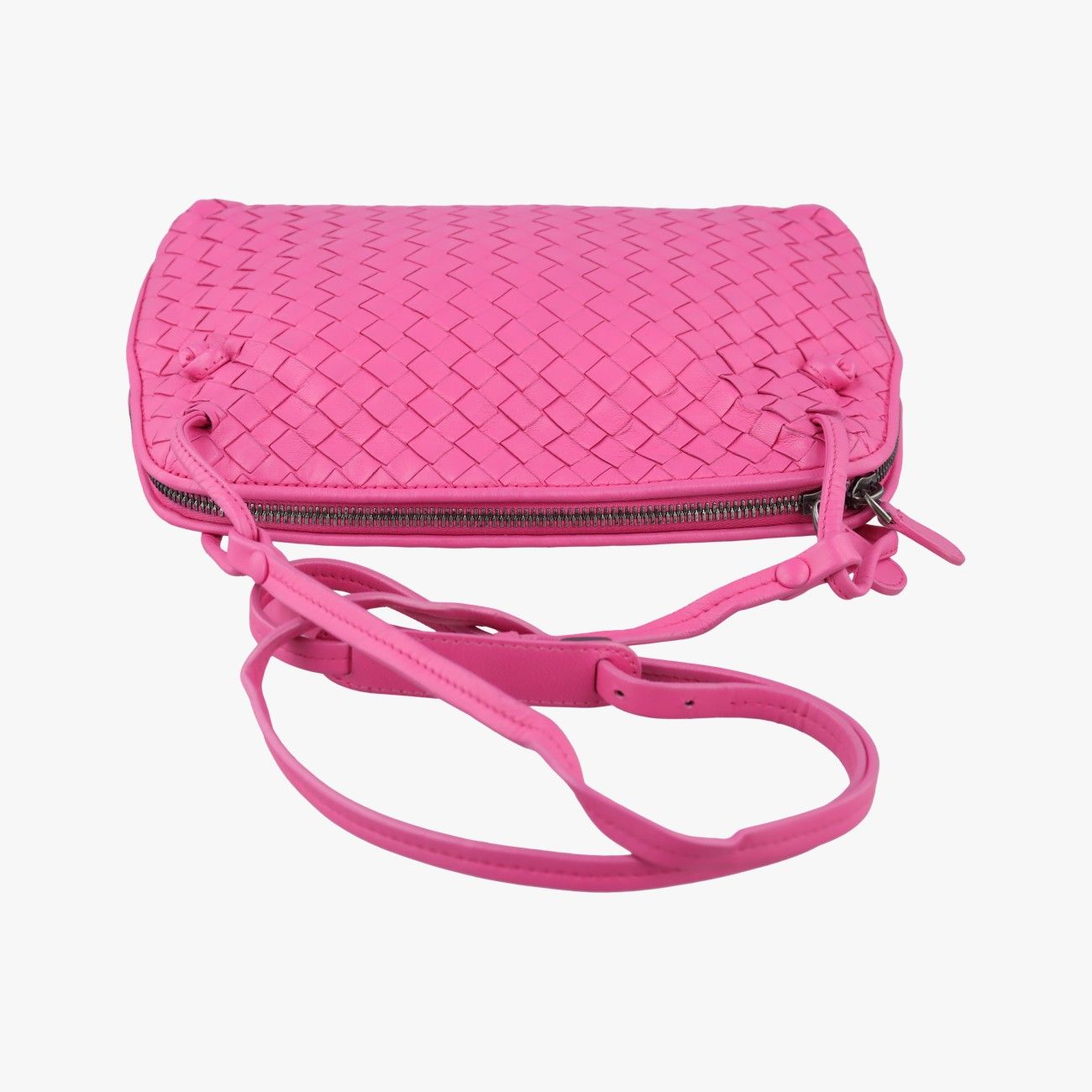 Bottega Veneta Nodini Intrecciato Rose Red Lambskin — view 8