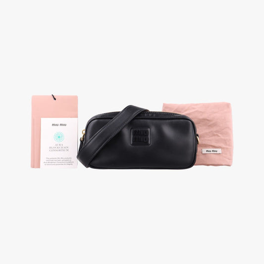Miu Miu Logo Belt Black Leather