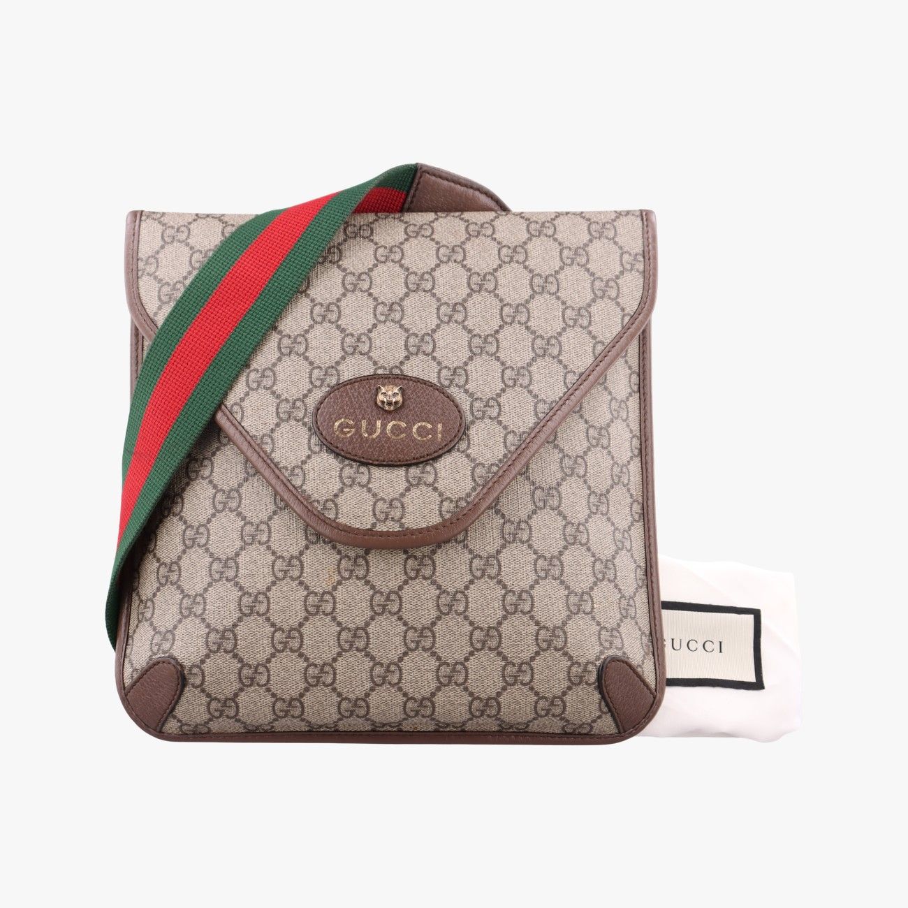 Gucci Neo Vintage GG Medium Messenger Beige Red Green Leather