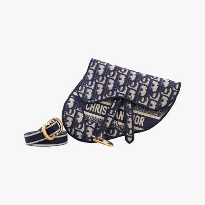Dior Saddle Gray Navy Jacquard Shoulder Bag