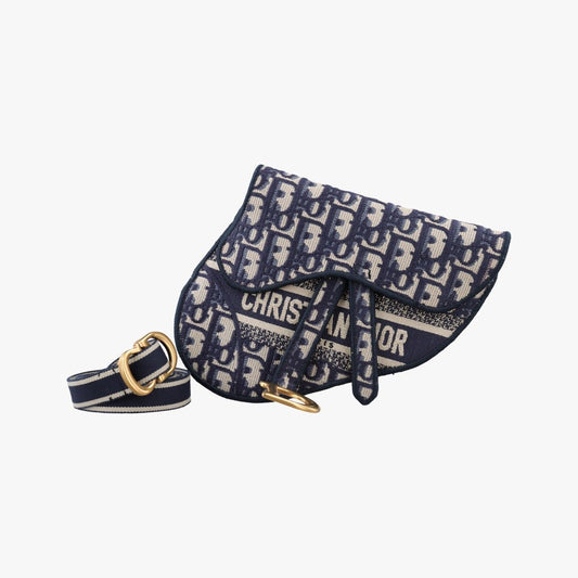 Dior Saddle Gray Navy Jacquard Shoulder Bag