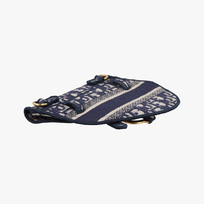 Dior Saddle Gray Navy Jacquard Shoulder Bag — view 7