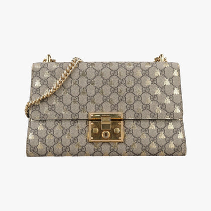 Gucci Padlock Beige Black Leather