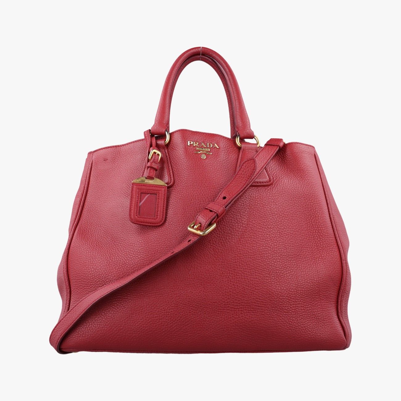 Prada Vitello Daino Top Handle Red Leather 25