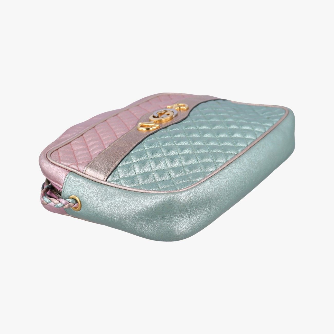 Gucci Trapuntata Camera Laminate Pink Green Multi Leather — view 5