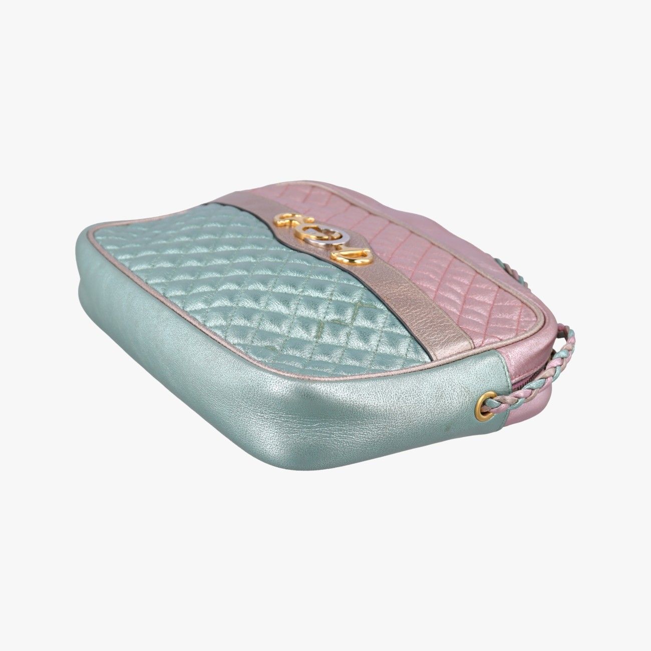 Gucci Trapuntata Camera Laminate Pink Green Multi Leather — view 4