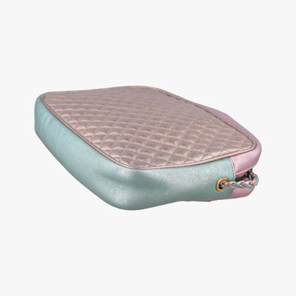 Gucci Trapuntata Camera Laminate Pink Green Multi Leather — view 6