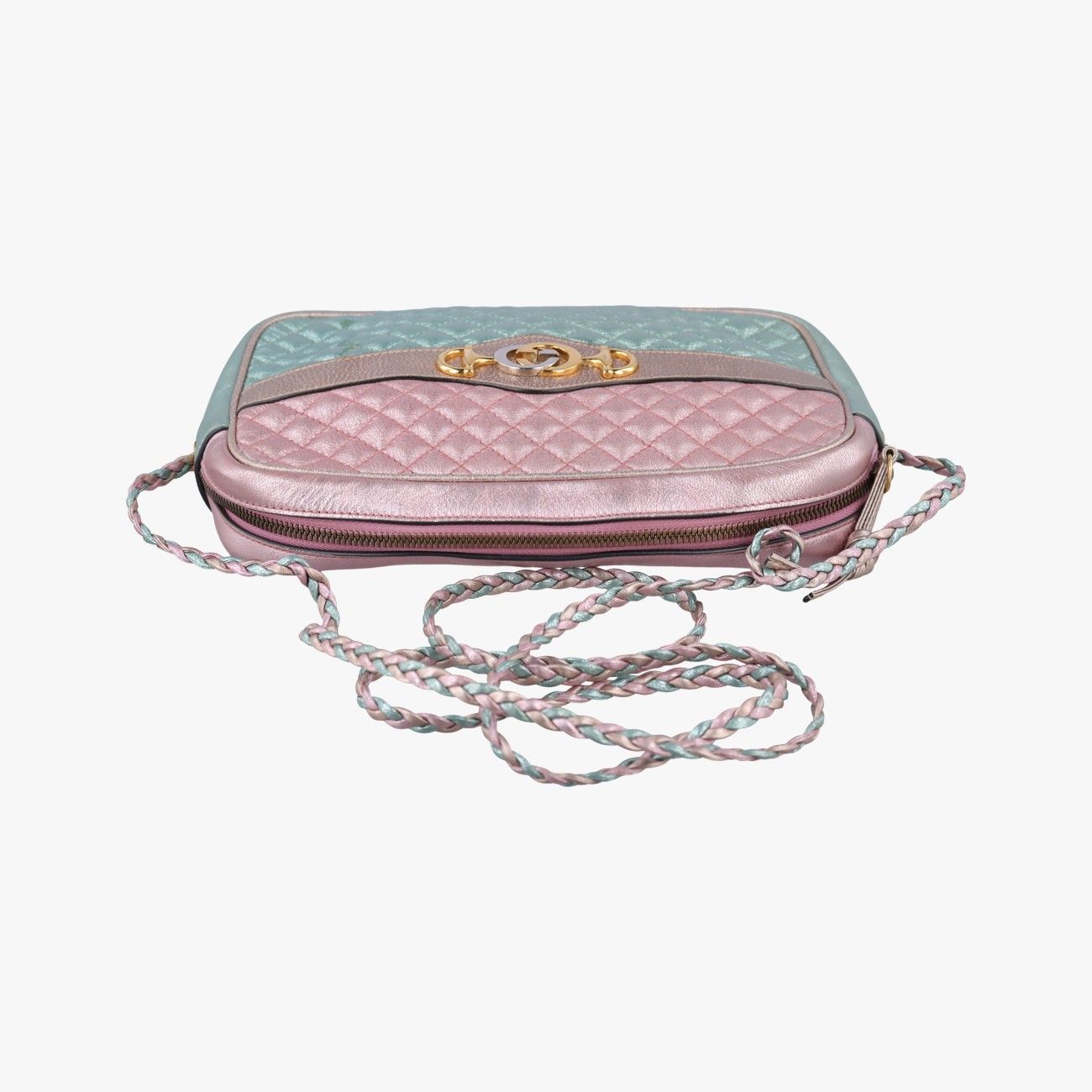 Gucci Trapuntata Camera Laminate Pink Green Multi Leather — view 8