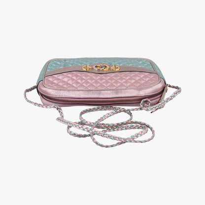 Gucci Trapuntata Camera Laminate Pink Green Multi Leather — view 8