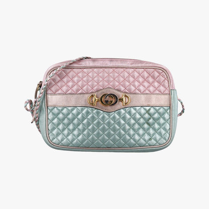Gucci Trapuntata Camera Laminate Pink Green Multi Leather