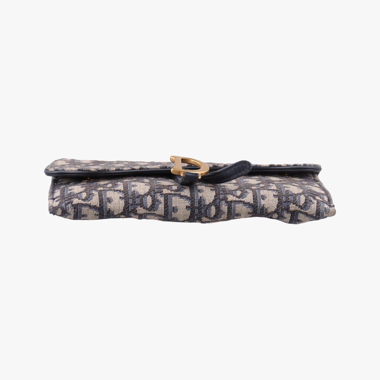 Dior Saddle Navy Gray Jacquard Leather Shoulder Bag — view 3