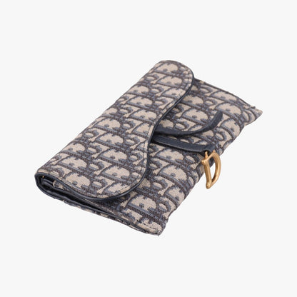 Dior Saddle Navy Gray Jacquard Leather Shoulder Bag — view 5