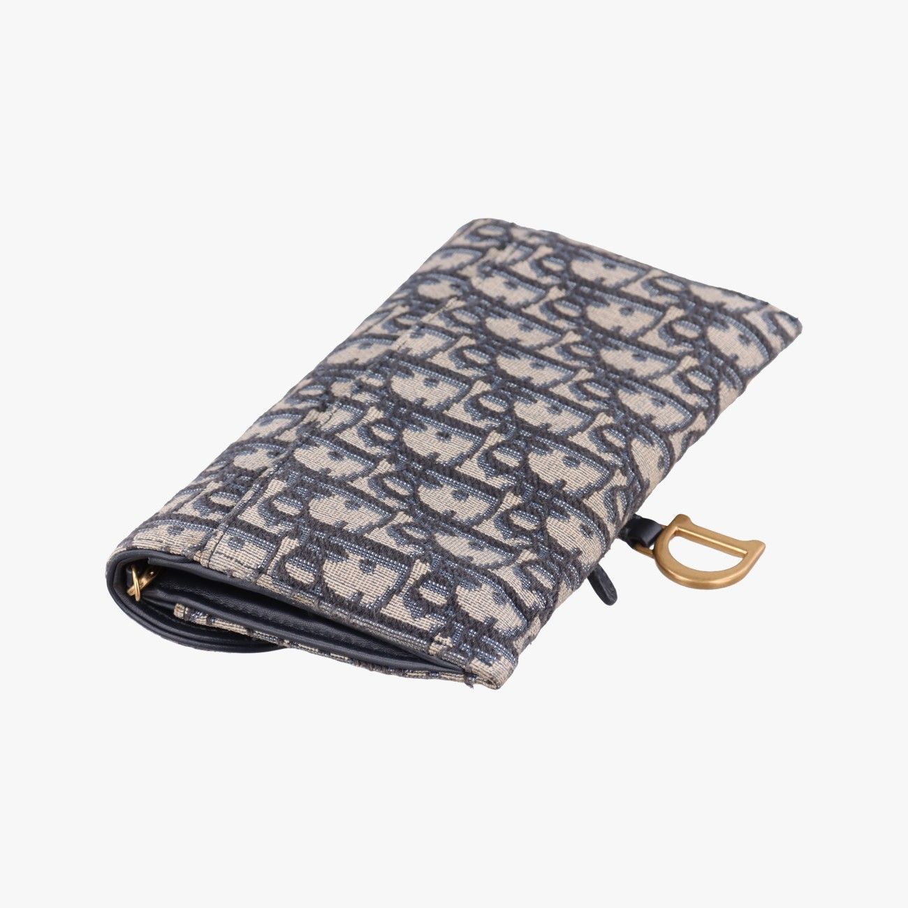 Dior Saddle Navy Gray Jacquard Leather Shoulder Bag — view 7