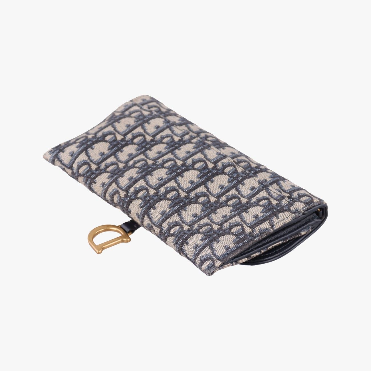 Dior Saddle Navy Gray Jacquard Leather Shoulder Bag — view 6