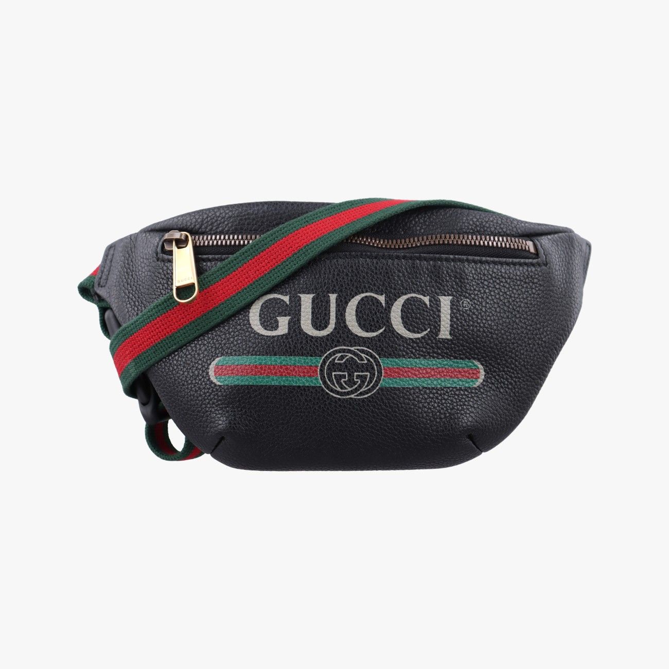 Gucci Print Black Leather Handbag
