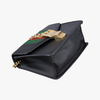 Gucci Sylvie Black Red Green Leather Shoulder Bag — view 5