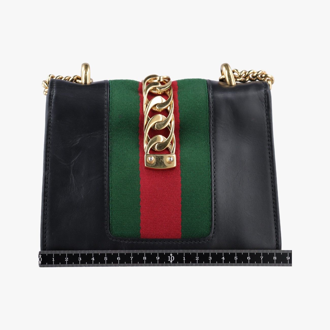 Gucci Sylvie Black Red Green Leather Shoulder Bag — view 2