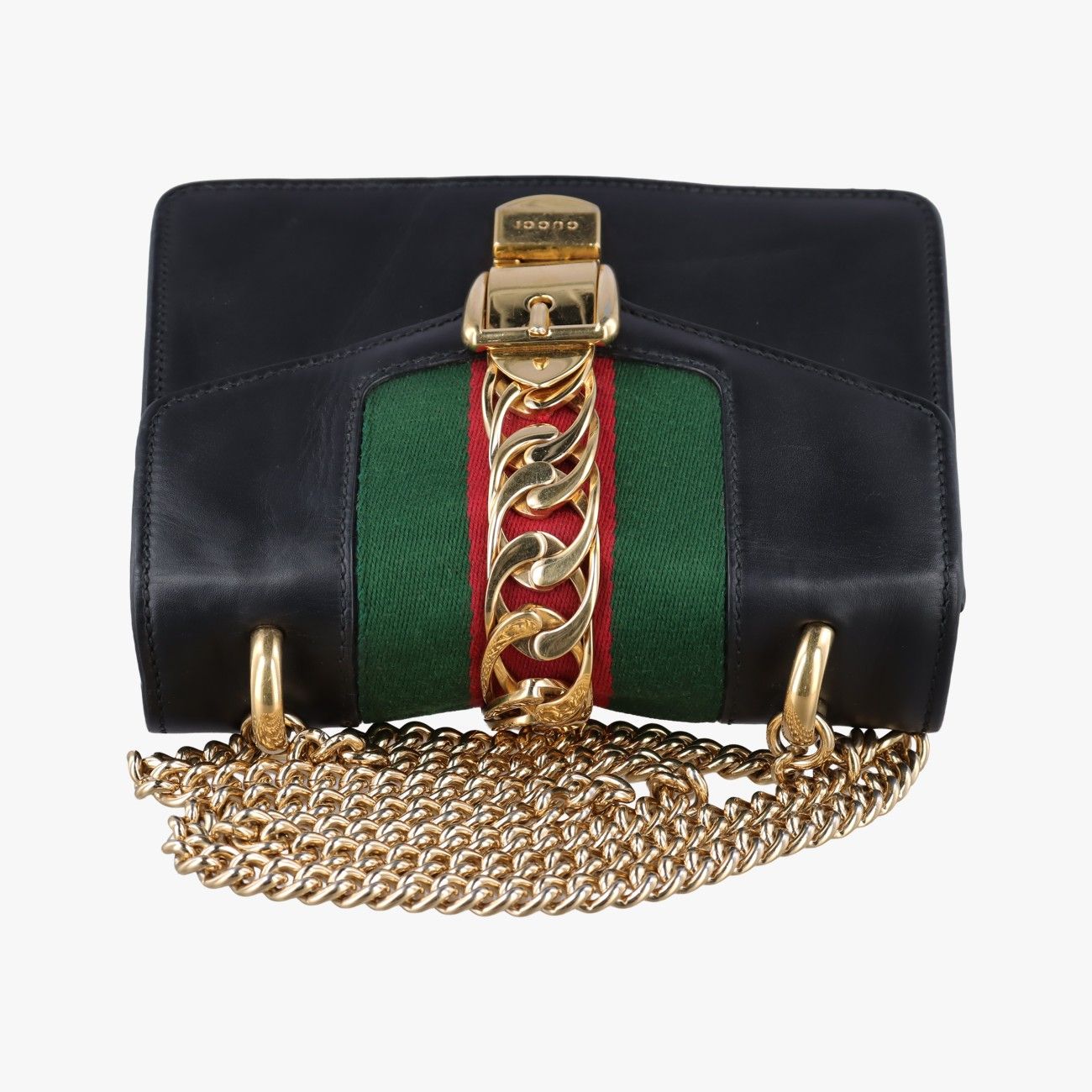 Gucci Sylvie Black Red Green Leather Shoulder Bag — view 8