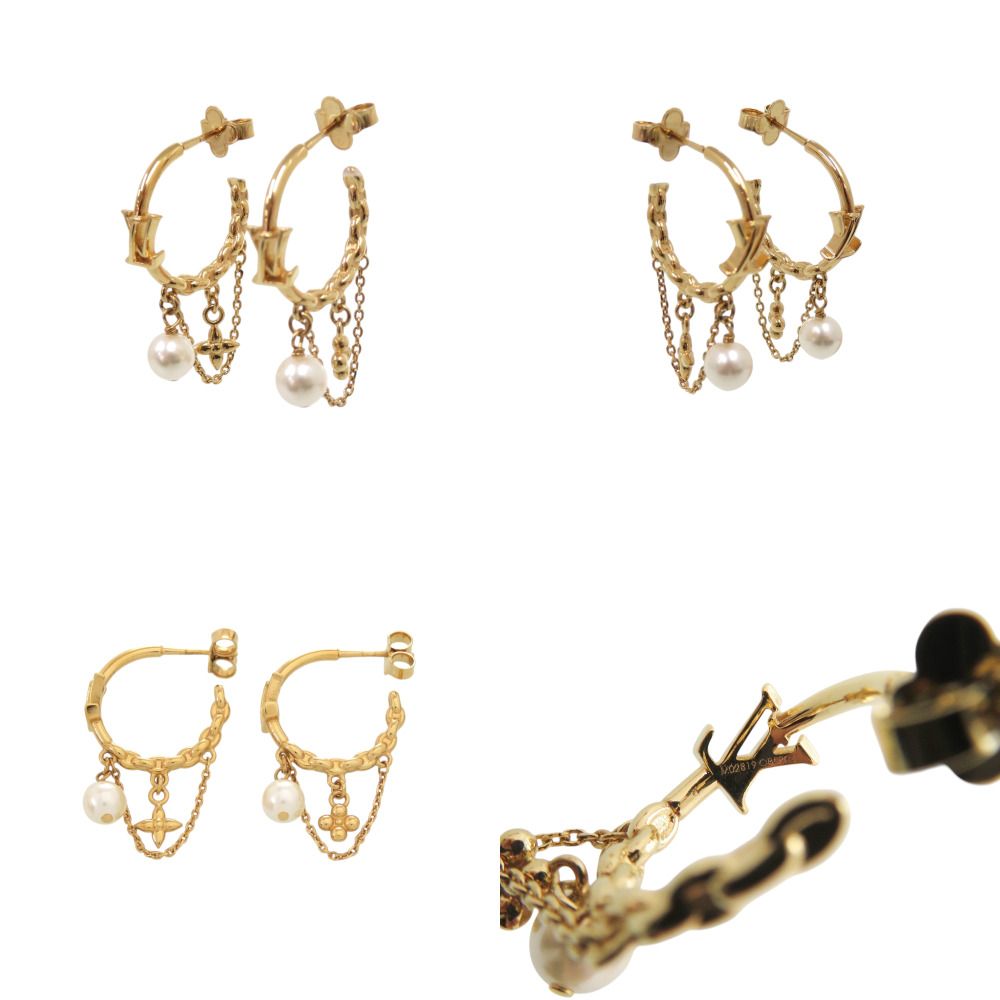 Louis Vuitton Blooming Earrings Pearl Metal Faux Gold — view 4