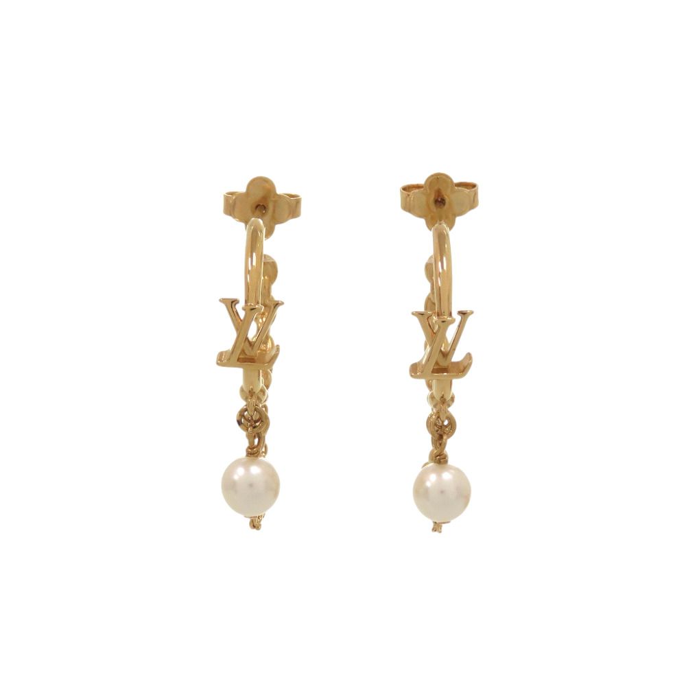 Louis Vuitton Blooming Earrings Pearl Metal Faux Gold