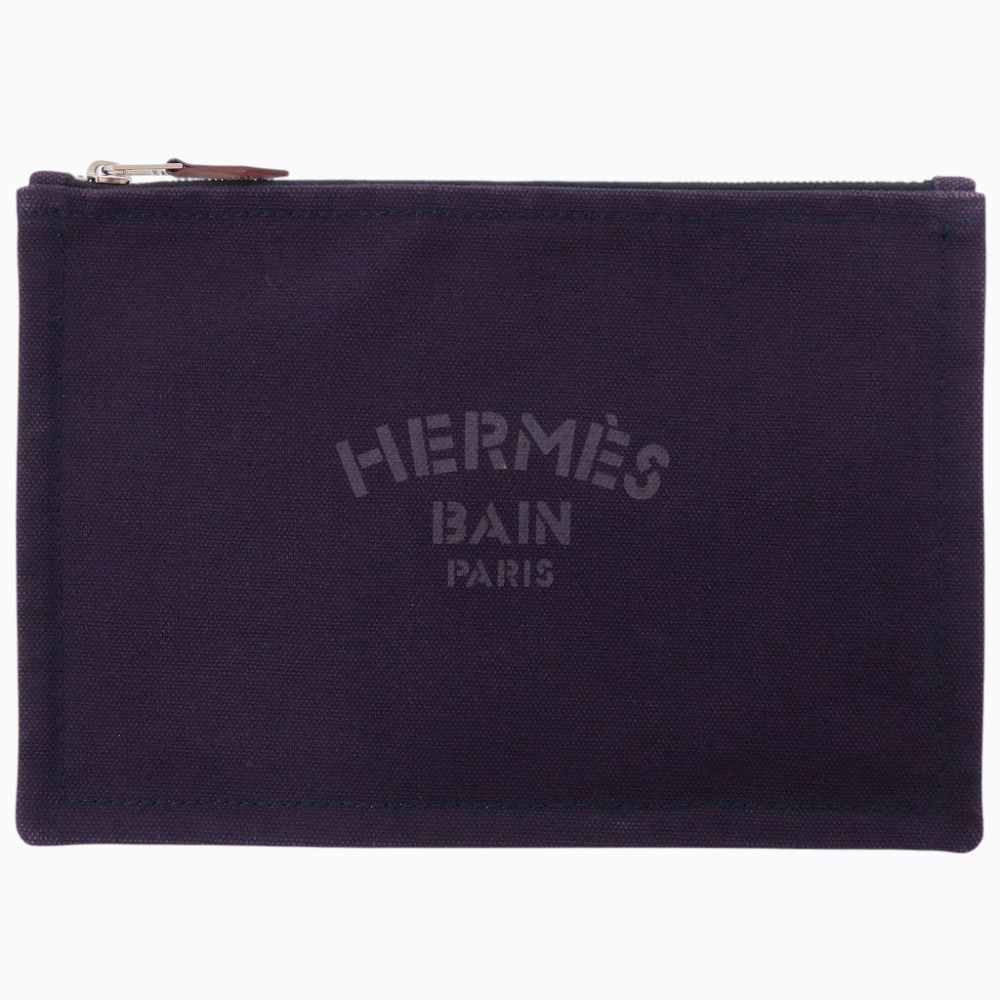 Hermes Flat Pouch PM Cotton Canvas Purple