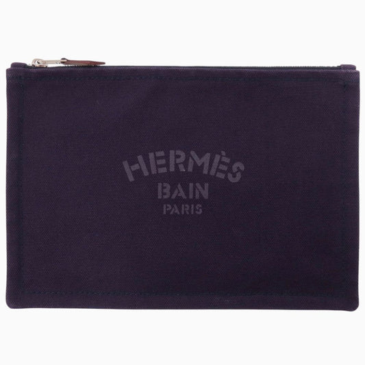 Hermes Flat Pouch PM Cotton Canvas Purple