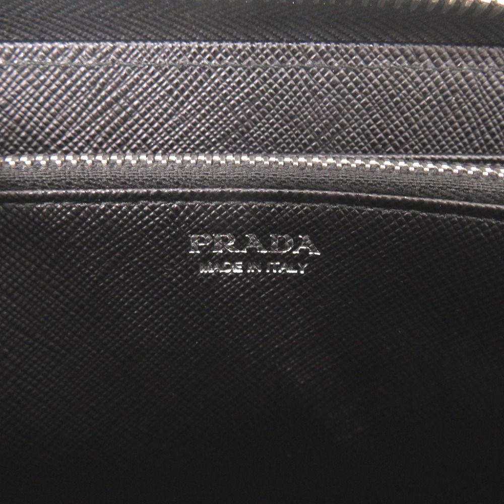 Prada Palm Tree House Nylon Saffiano Leather Black Multicolor Zip Around Wallet — view 8