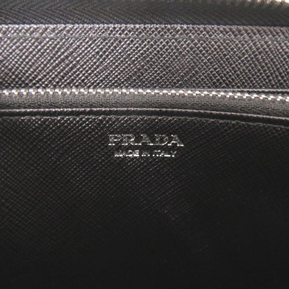 Prada Palm Tree House Nylon Saffiano Leather Black Multicolor Zip Around Wallet — view 8