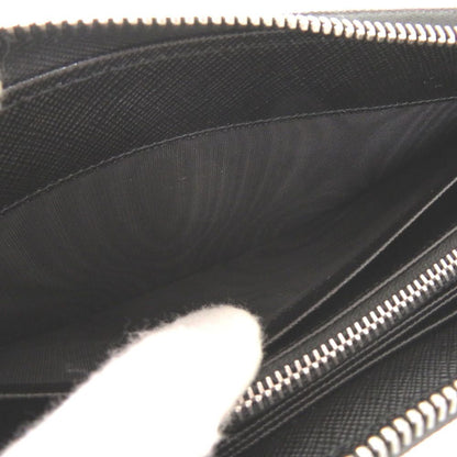 Prada Palm Tree House Nylon Saffiano Leather Black Multicolor Zip Around Wallet — view 7