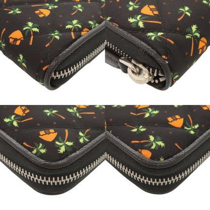 Prada Palm Tree House Nylon Saffiano Leather Black Multicolor Zip Around Wallet — view 4