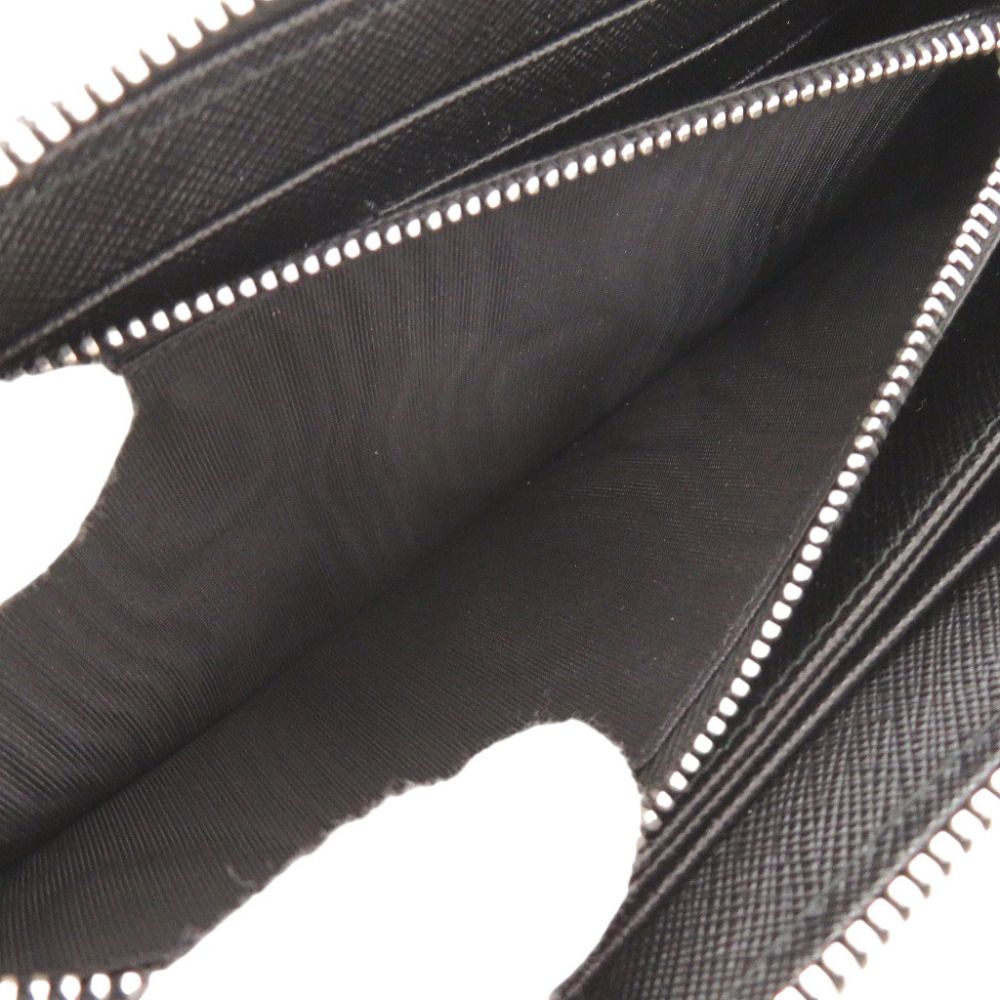 Prada Palm Tree House Nylon Saffiano Leather Black Multicolor Zip Around Wallet — view 6