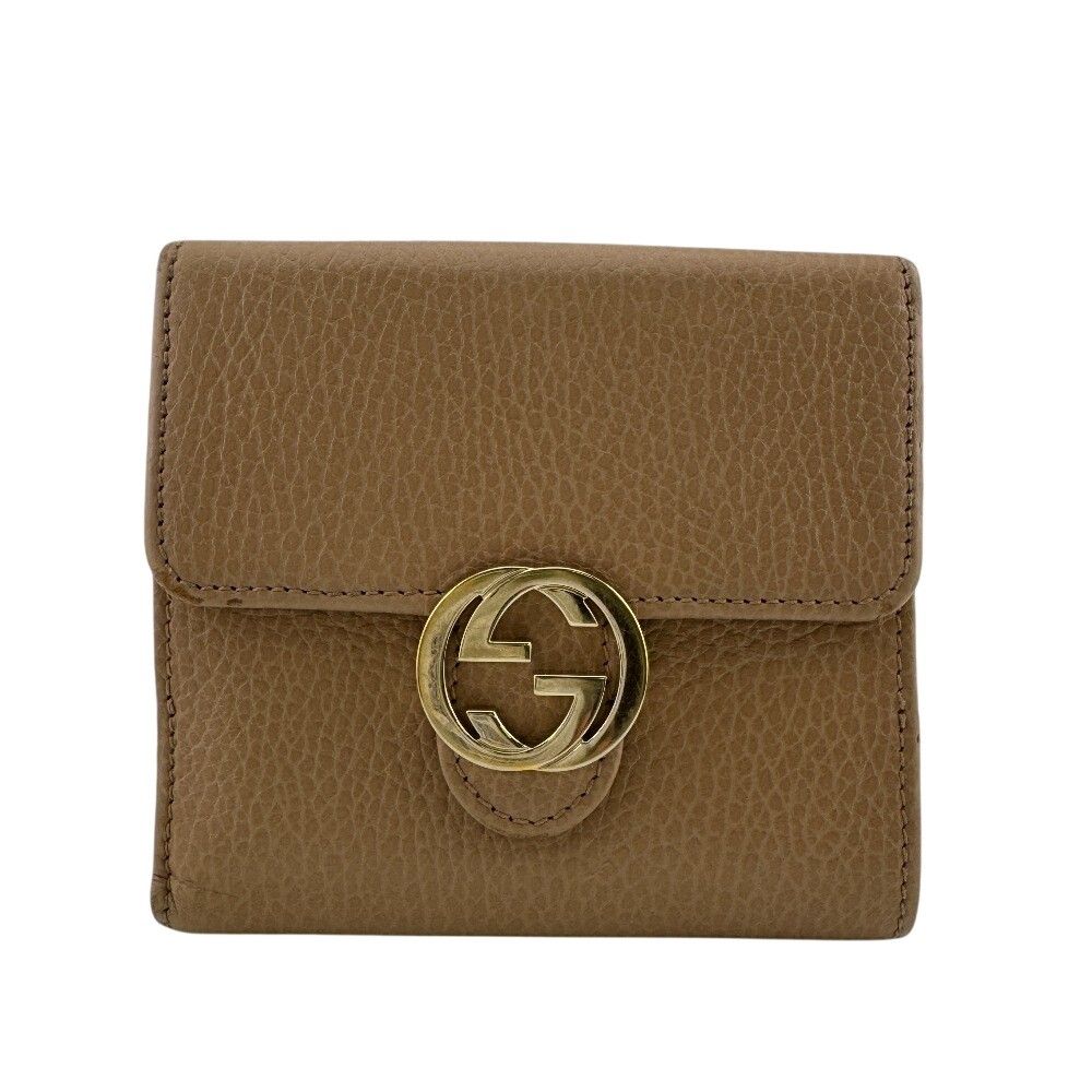 Gucci Interlocking G Leather Bifold Wallet Beige