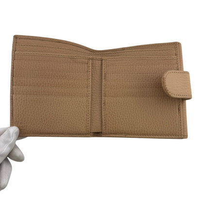 Gucci Interlocking G Leather Bifold Wallet Beige