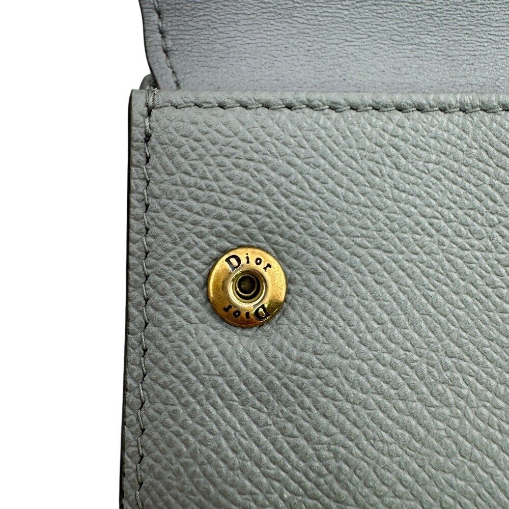 Dior Saddle Lotus Compact Wallet Leather Trifold Gray — view 5