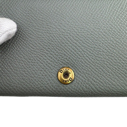 Dior Saddle Lotus Compact Wallet Leather Trifold Gray — view 8