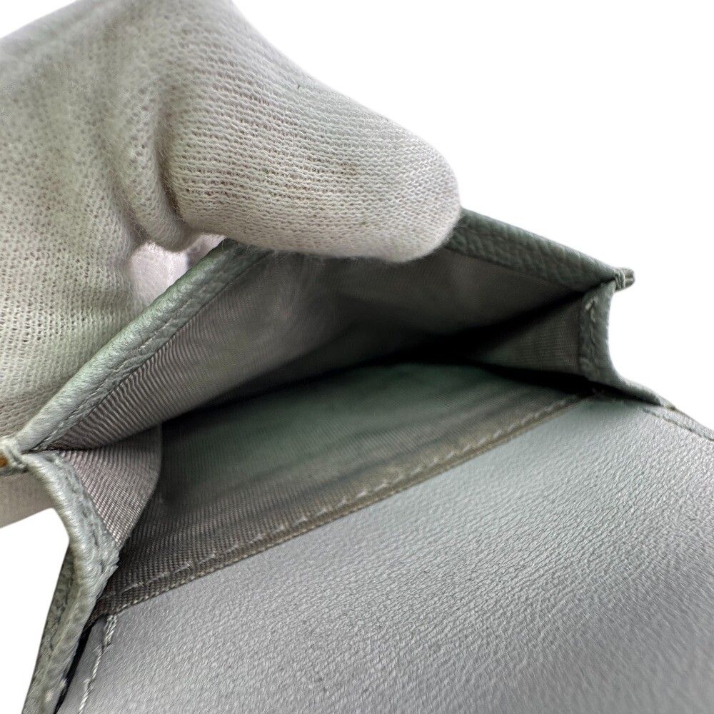 Dior Saddle Lotus Compact Wallet Leather Trifold Gray — view 6