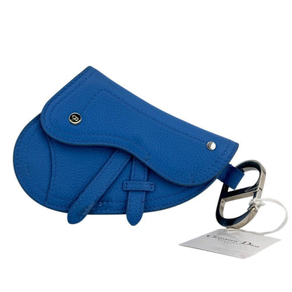 Dior Saddle Pouch Leather Coin Purse Blue