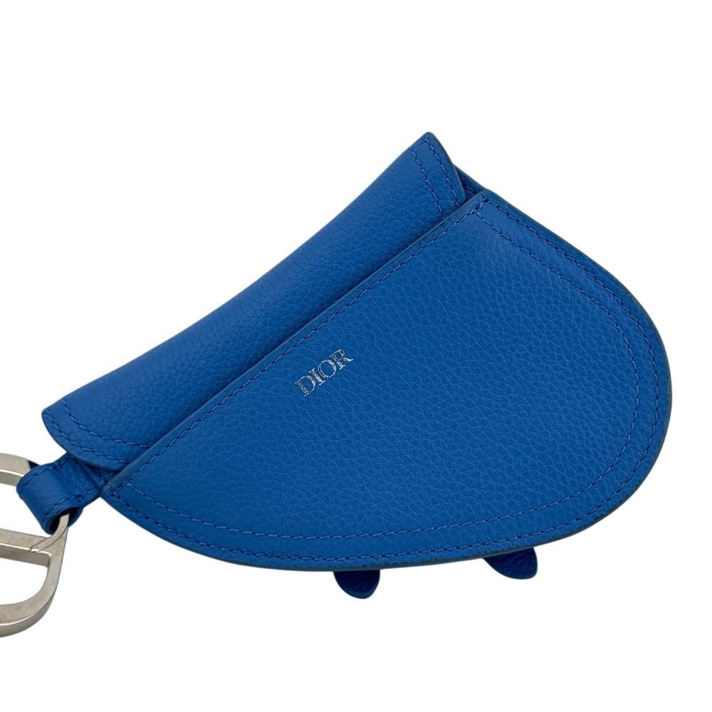 Dior Saddle Pouch Leather Coin Purse Blue