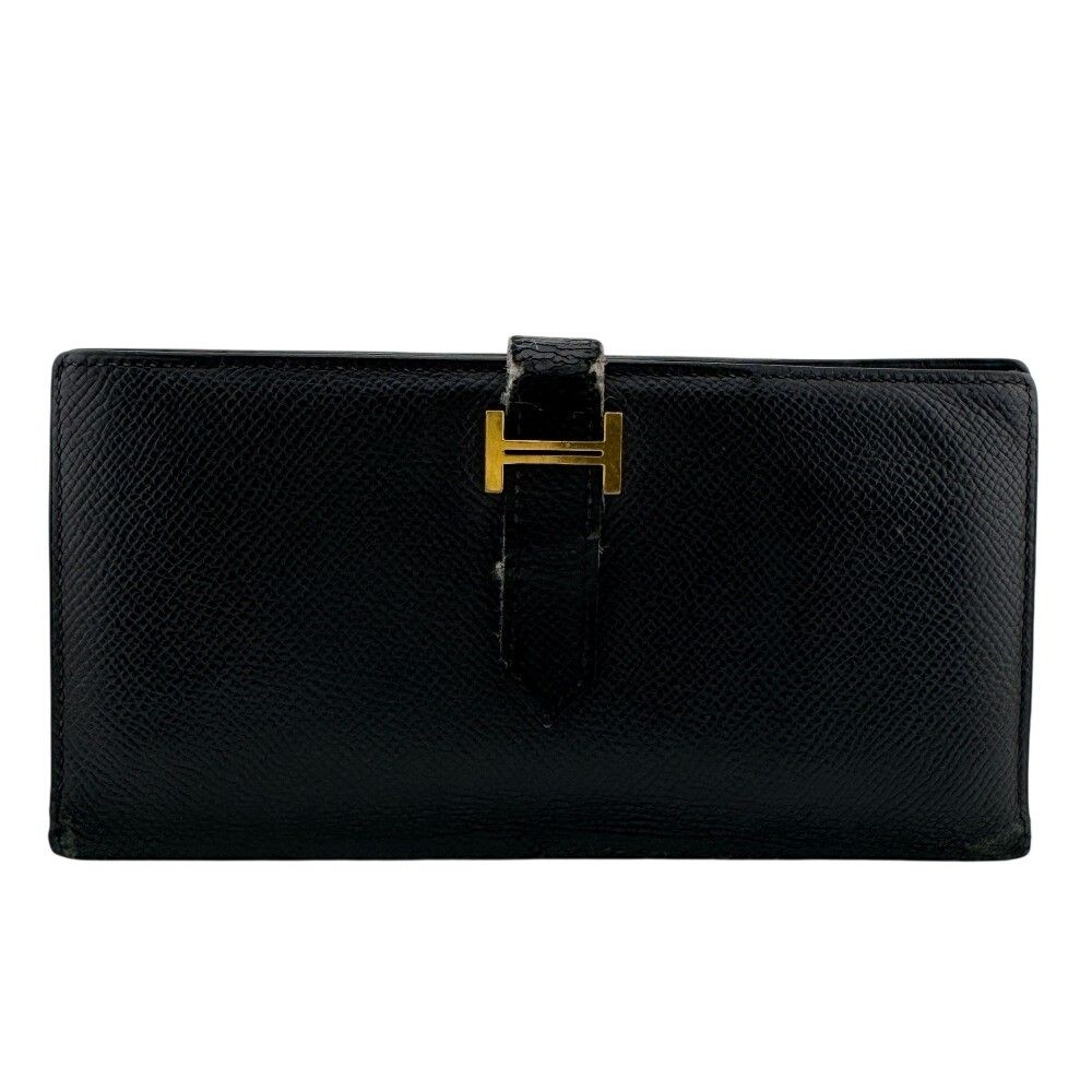 Hermes Bearn Soufflet Leather Wallet Black