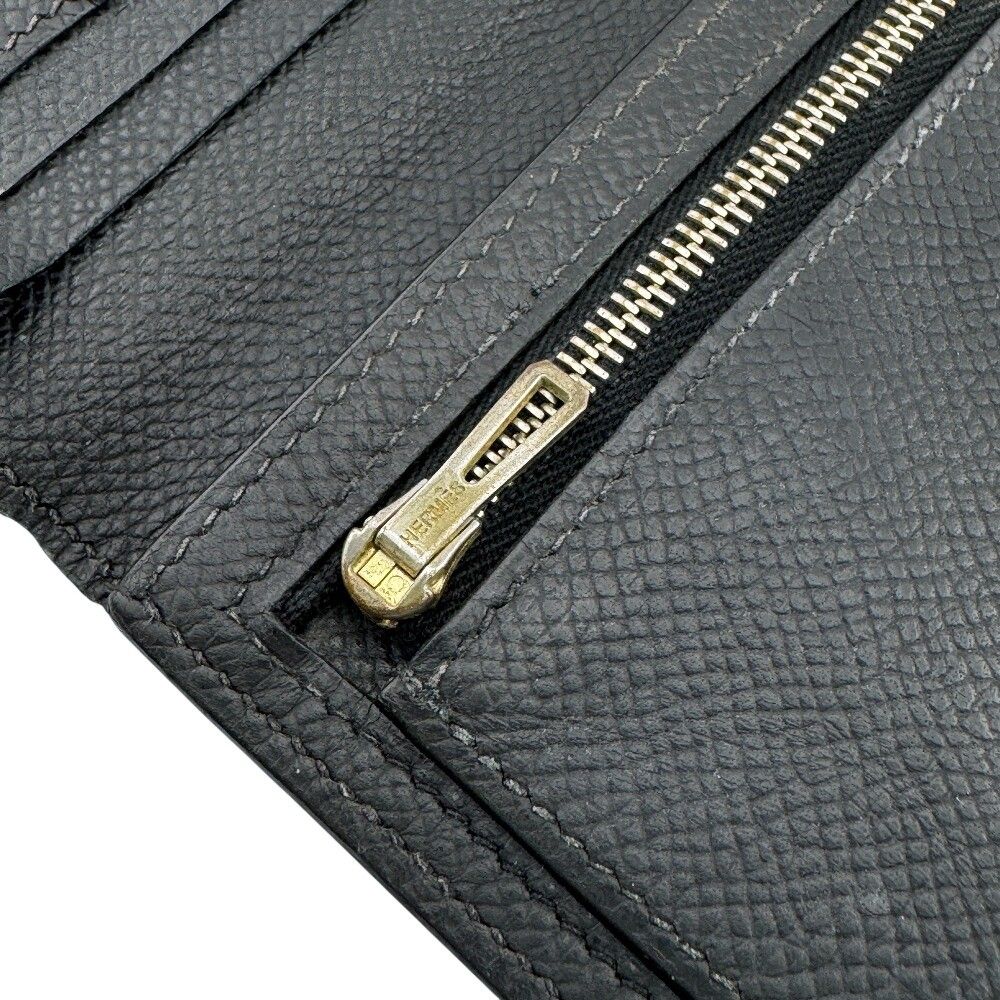Hermes Bearn Soufflet Leather Wallet Black