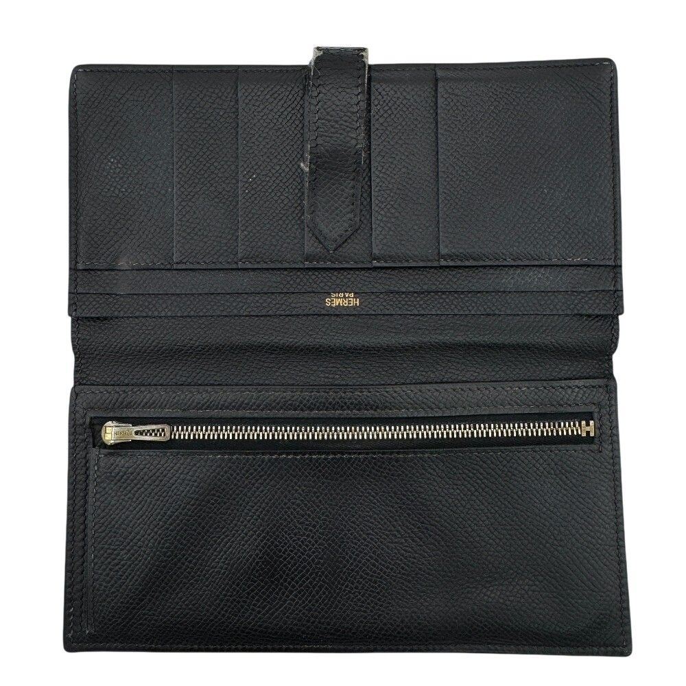 Hermes Bearn Soufflet Leather Wallet Black — view 4