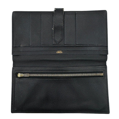 Hermes Bearn Soufflet Leather Wallet Black — view 4