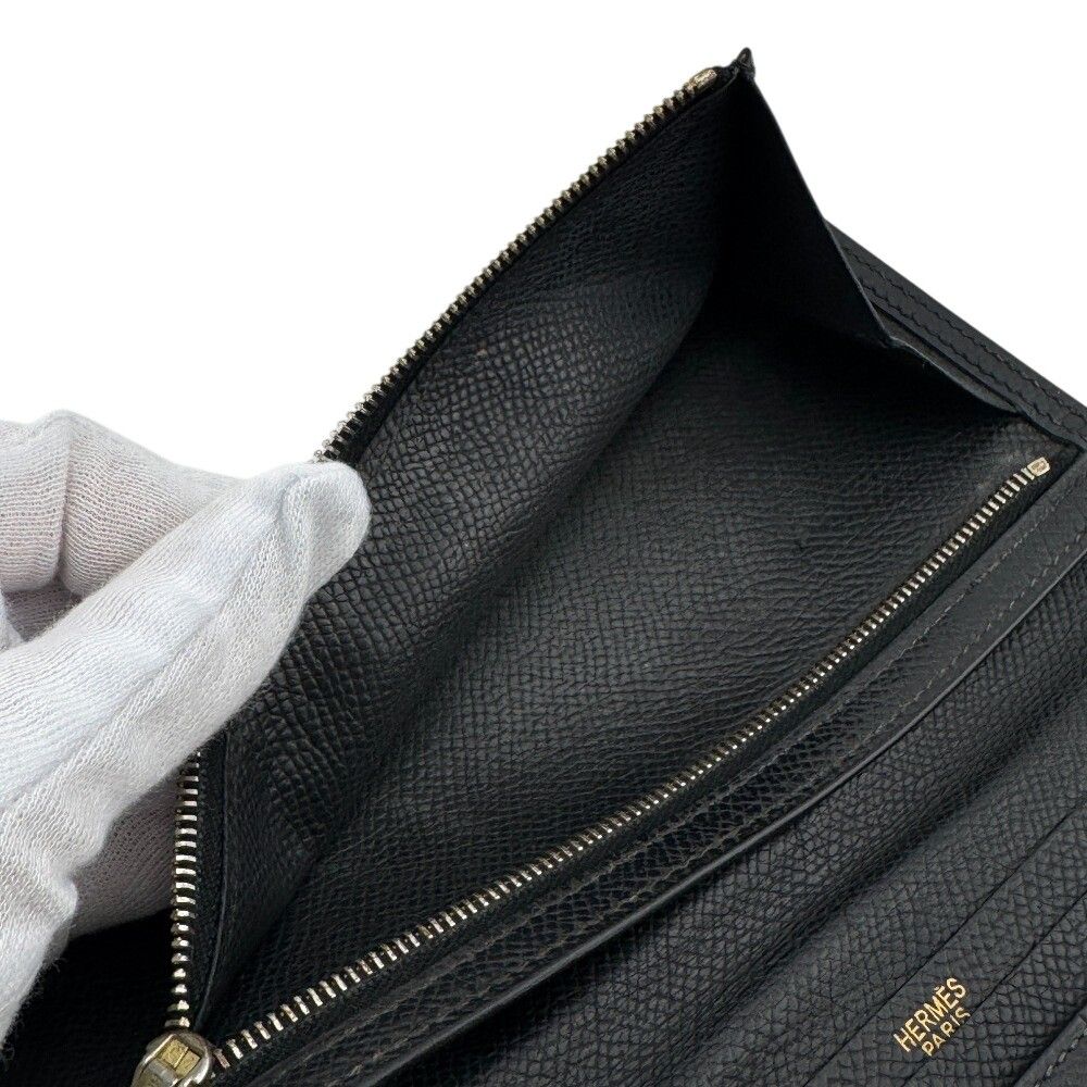 Hermes Bearn Soufflet Leather Wallet Black — view 6