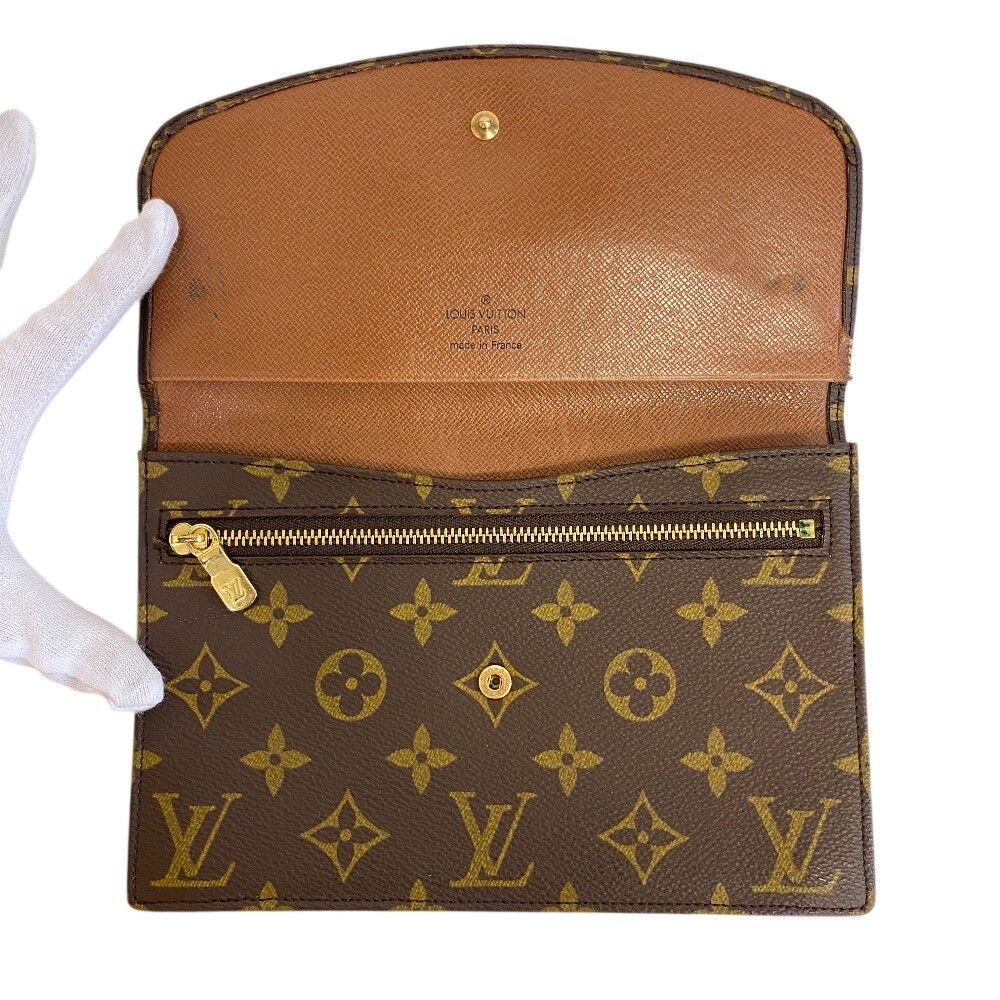 Louis Vuitton Pochette Mule 23 Monogram Leather Clutch Brown — view 4